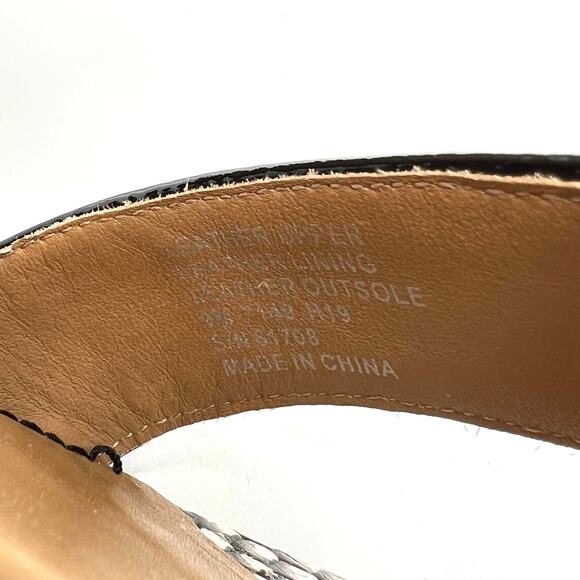 TORY BURCH Kira Suede Snake Embossed Sandal Womens 9 Black Block Heel Python - Picture 10 of 13